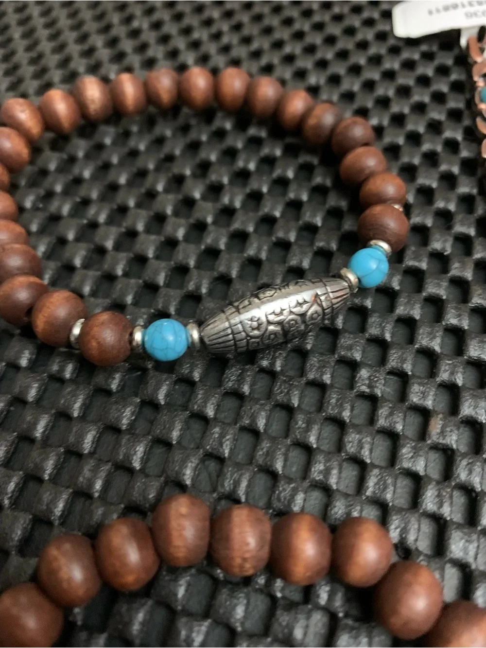 Turquoise Accent Wood Bead Bracelet & Jewelry Set - ALL NEW- BUNDLE!!!!
